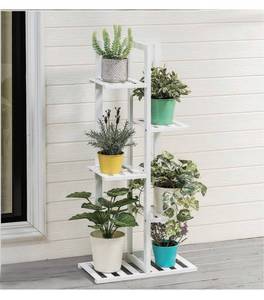 lot 1787 image: GROW-GREEN Bamboo 5 Tier 6 Potted Plant Stand Rack Vertical Flower Pot Holder Shelf Indoor Outdoor Planter Display Shelving.