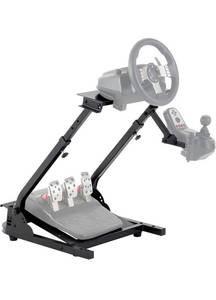 lot 1792 image: CO-Z Foldable Racing Steering Wheel Stand, Height Adjustable Plus Gearshift Mount.