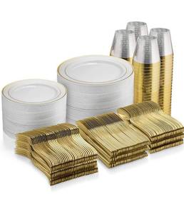 lot 1802 image: 600 Piece Gold Dinnerware Set.