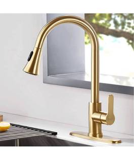 lot 1820 image: AMAZING FORCE Gold Kitchen Faucet Modern Pull Out Kitchen Faucets. Gold