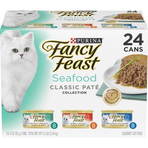 lot 1823 image: (24 Pack) Fancy Feast Grain Free Pate Wet Cat Food Variety Pack and a Fountain Filter
