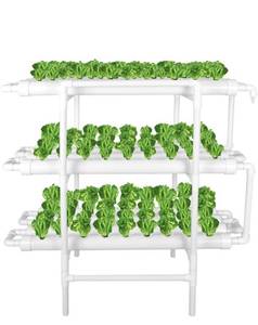 lot 1831 image: LAPOND Hydroponic Grow Kit, Hydroponics Growing System 3 Layers 108 Plant Sites Vegetable Tool Grow Kit Hydroponic Planting Equipment. Retails $159
