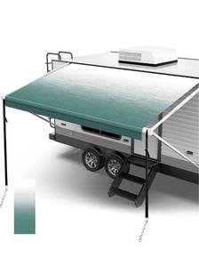 lot 1847 image: Fonzier 18oz RV Awning Fabric Replacement Premium Grade Vinyl Camper Awning Replacement 21(Fabric 202), Green Fade