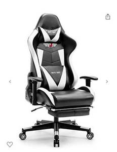 lot 1856 image: Gaming Chair Ergonomic Office Chair Headrest Lumbar Support Comfortable High Back Adjustable Reclining Computer Chair with Footrest Desk Chair PU Leather Swivel Chair