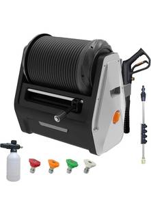lot 1859 image: Giraffe Tools Grandfalls Pressure Washer Wall Mount, 2200PSI Electric Wall Mount Power Washer with 100FT Retractable Hoses,