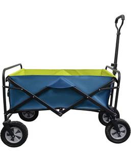 lot 1860 image: HFKJ Outdoor Wagon Collapsible Portable Wagon Folding Outdoor Garden Wagon Cart High Capacity 220 lbs(YellowBlue)