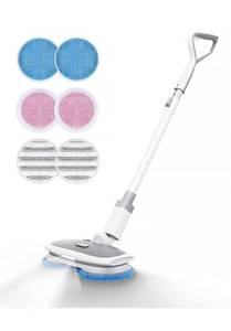 lot 1863 image: MARK LIVE Cordless Electric Spin Mop, Hardwood Floor Cleaner with LED Headlight and Water Sprayer, Retails $159