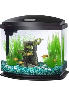 lot 1865 image: Aqueon LED MiniBow Small Aquarium Fish Tank Kit with SmartClean Technology, Black, 5 Gallon