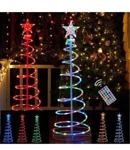 lot 1872 image: Spiral Christmas Tree Lights, 16 Color LED Christmas Tree Rope Light with Timer and Remote, USB Operated 4 Feet RGB Lighted Tree with Star Topper
