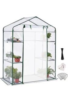 lot 1924 image: Quictent Mini Walk-in Greenhouse 3 Tiers 6 Shelves Plants Garden Green House for Indoor Outdoor 56x29x77- 50 Pcs Plant T-Type