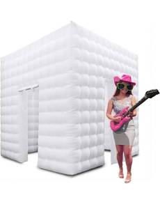 lot 1926 image: Inflatable Photo Booth -Large 8.2 x 8.2ft - Portable Booth with 2 Doors and Inner Air Blower - Retails $279