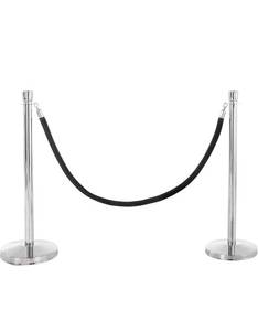 lot 1928 image: US Weight - U2140 Premier Chrome Post and Black Velvet Rope Crowd Control Stanchions. Retails $134