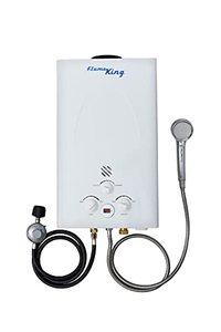 lot 49212 image: Flame King Tankless Outdoor Portable Propane Gas 10L 2.64GPM Water Heater 68,000 BTU for Hot Water Shower, RV, Camping, Farm, Cabins  (Hoses NOT included)