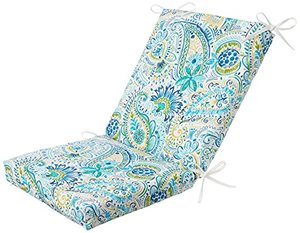 lot 49220 image: Pillow Perfect OutdoorIndoor Gilford Baltic Square Corner Chair Cushion, Blue  (36.5 x 18)