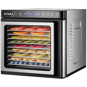 lot 49227 image: KITIDEA Food Dehydrator, 9 Stainless Steel Trays Dehydrator for Food and Jerky, Herbs, Veggies, Fruits, 1000W Electric Food Dryer Machine with Digital Temperature and Timer, Recipe Book Included
