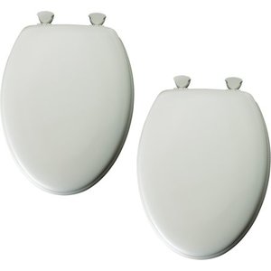 lot 49229 image: Mayfair White Elongated Traditional Wood Toilet Seat  (2 Pack)