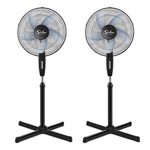 lot 49237 image: Simple Deluxe Oscillating 16 3 Adjustable Speed Pedestal Stand Fan for Indoor, Bedroom, Living Room, Home Office & College Dorm Use, Black, Style 1  (2 Pack)
