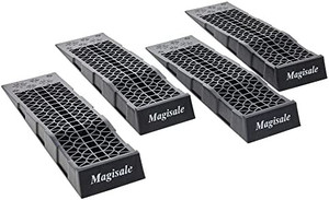 lot 49241 image: Magisale Low Profile Plastic Car Service Ramps 6 Ton Heavy Duty Truck Vehicle Ramps for Oil Changes& Maintenance   (4 Pack)