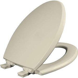 lot 49243 image: Mayfair 1847SLOW 006 Kendall Slow-Close, Removable Enameled Wood Toilet Seat that will Never Loosen, 1 Pack ELONGATED - Premium Hinge, Bone
