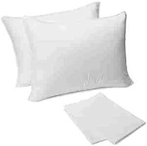 lot 49955 image: Amazon Basics Down-Alternative Pillows, Soft Density for Stomach and Back Sleepers - Standard, White   (Pack of 2)