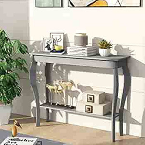 lot 49993 image: ChooChoo Narrow Console Table, Chic Accent Sofa Table, Entryway Table, Gray