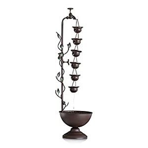 lot 51180 image: Alpine Corporation Hanging 6-Cup Tiered Floor Fountain Bronze