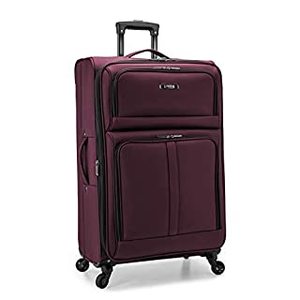 lot 51192 image: U.S. Traveler Anzio Softside Expandable Spinner Luggage, Burgundy, Checked-Large 30-Inch (B084LP1JLV)