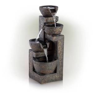 lot 51199 image: Alpine Corporation 24 Indoor Outdoor Cascading Stone Fountain, Gray