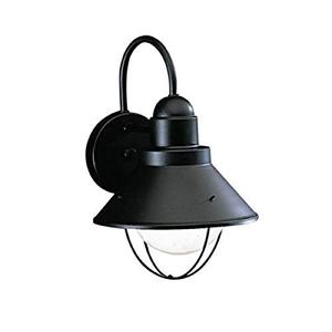 lot 51228 image: Seaside 12 1 Light Outdoor Wall Light with Glass Globe, Black