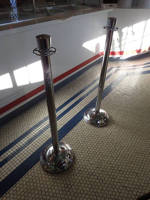 lot 1865 image: (2) Polished Metal Crowd Post Poles
