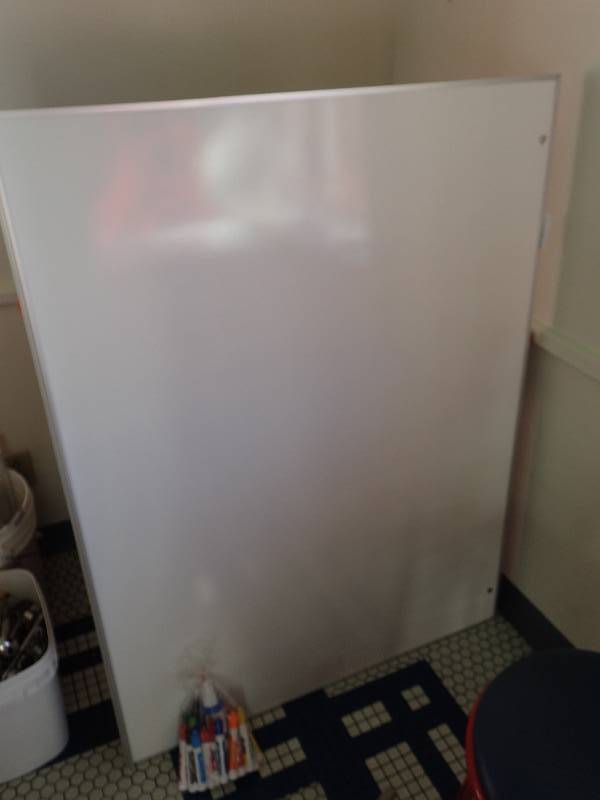 lot 1920 image: White Wall Mouted Dry Erase Board With Markers