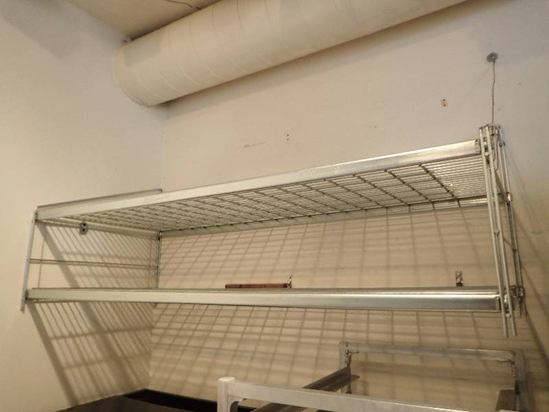 lot 1959 image: Heavy Duty Wall Mounted 2 Tier Wire Storage Shelf