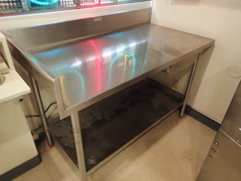 lot 1965 image: Stainless Single Drawer Work Table With Galvanized Undershelf