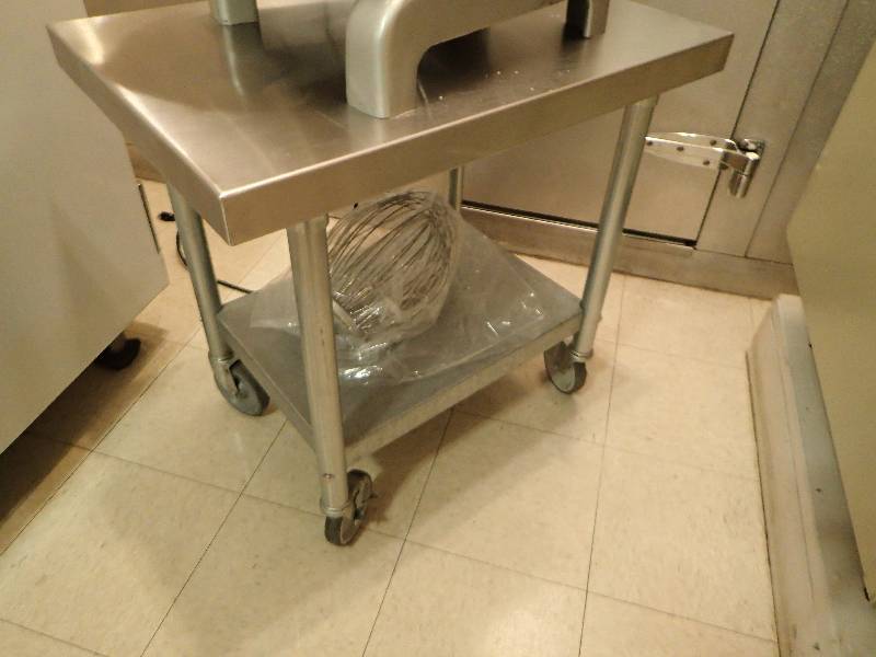 lot 1970 image: Stainless Equipment Table With Galvonized Undershelf On Castors