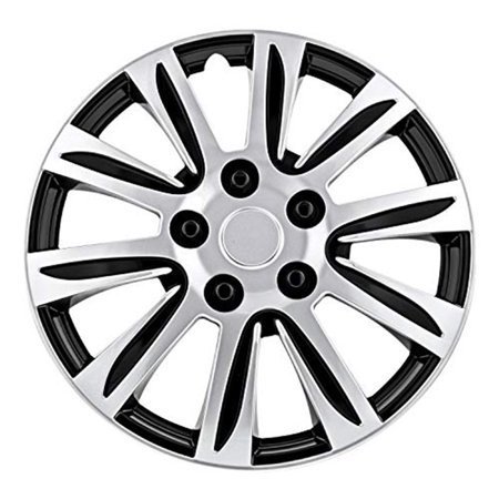 lot 26961 image: Pilot Automotive 15 Premier Wheel Covers Universal Hubcaps Silver & Black Set of 4