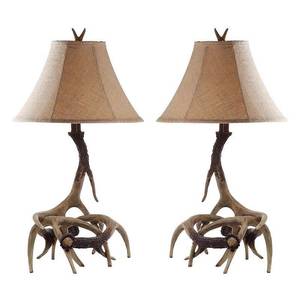 lot 74439 image: (Set of 2) 25.5 Sundance Faux Antler Table Lamps Brown (Includes CFL Light Bulb) - Safavieh
