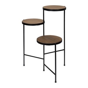 lot 74465 image: Kate and Laurel - Fields Tri-Level Metal and Wood Plant Stand- Retail$99.99