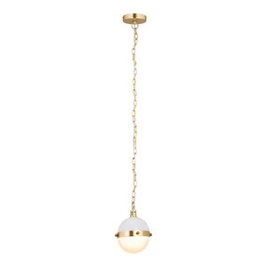 lot 74468 image: Harmelin 1-Light mini pendant in Satin Brass  White- Retail$173.49