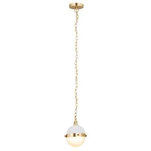 lot 74469 image: Harmelin 1-Light mini pendant in Satin Brass  White- Retail$173.49
