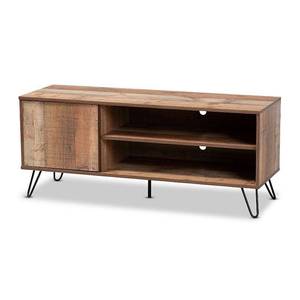 lot 74497 image: Baxton Studio Iver Modern and Contemporary Rustic Oak Finished 1-Door Wood TV Stand