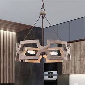lot 74440 image: Oyipro Farmhouse 6 Light Wood Drum Chandelier