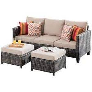 lot 74484 image: Ovios Three Seat Sofa and Two Ottomans