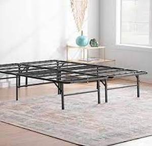 lot 74496 image: Linenspa 14 Folding Metal Platform Bed Frame - 13 Inches of Clearance - Queen