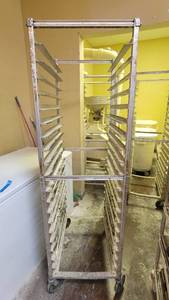 lot 10138 image: New Age Rolling Aluminum Sheet Pan Rack
