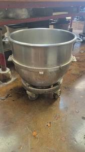 lot 10148 image: Heavy Duty 80 Qaurt Dough Mixer Bowl on a Cart