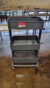 lot 10377 image: Metal Gray 3-Tier Mobile Cart
