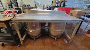 lot 10380 image: 5ft Stainless Steel Prep Table W a Commercial Edlund Can Opener