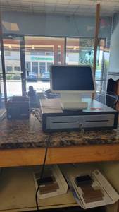 lot 10391 image: Clover W an IPad, Cash Register Drawers, and a Card Reader