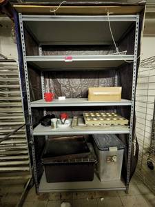 lot 15455 image: 4 Tier Metal Shelf - Contents Included