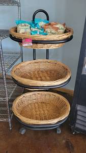 lot 10400 image: 3-Tier Basket Shelf on Wheels
